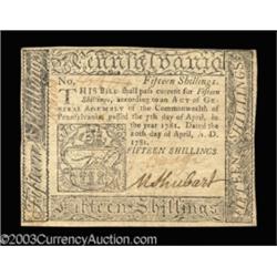 Pennsylvania April 20, 1781 15s Choice About New.