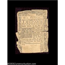 Rhode Island May 3, 1775 6d Very Good.