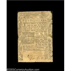 Rhode Island May 3, 1775 5s Fine.