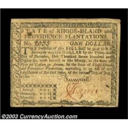 Rhode Island July 2, 1780 $1 and $3.