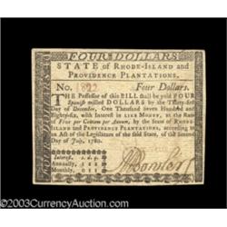 Rhode Island July 2, 1780 $4 Choice New.