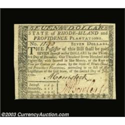 Rhode Island July 2, 1780 $7 Choice New.