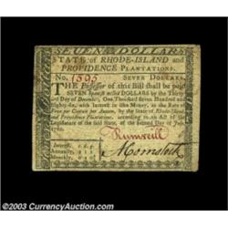 Rhode Island July 2, 1780 $7 Extremely Fine.