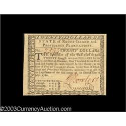 Rhode Island July 2 1780 $20 Gem New.