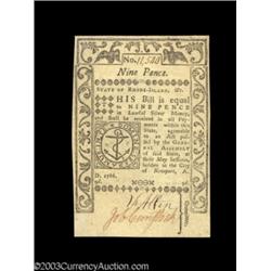 Rhode Island May 1786 9d Gem New.