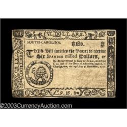 South Carolina December 23, 1776 $6 Choice Very Fine.