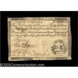 South Carolina February 14, 1777 $30 Choice Very Fine.