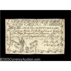 South Carolina February 8, 1779 $50 Very Fine.