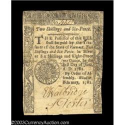 Vermont February 1781 2s6d Very Fine.