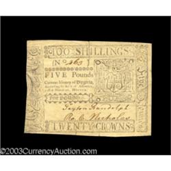 Virginia March 11, 1760 L5 Extremely Fine.