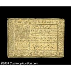 Virginia July 17, 1775 5s Very Fine.