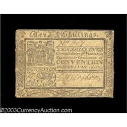 Virginia July 17, 1775 10s Very Fine.