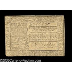 Virginia July 17, 1775 12s6d Very Fine.