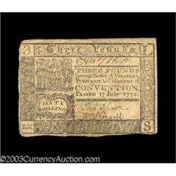 Virginia July 17, 1775 L3 Very Fine-Extremely Fine.