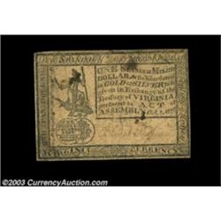 Virginia October 7, 1776 $1 Very Fine.