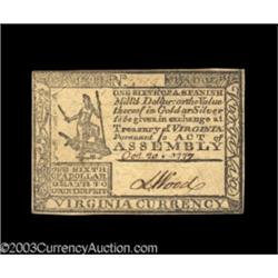 Virginia October 20, 1777 $1/6 Choice New.