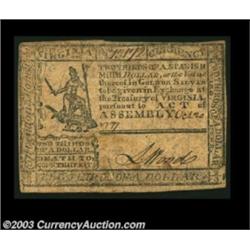 Virginia October 20, 1777 $2/3 Choice Very Fine.