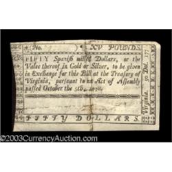 Virginia October 5, 1778 $50.