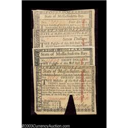 Four Cancelled Massachusetts Notes.