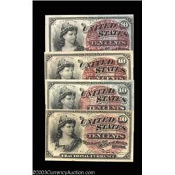 Four Different High Grade 10c Fourth Issue notes.