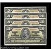 Image 1 : Four Consecutive BC-25b $20 1937 Choice Crisp Uncirculated.