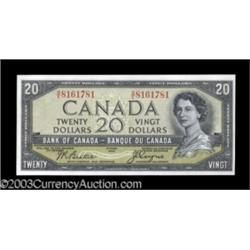 Two Consecutive BC-33b Devil's Face $20 1954 Choice Crisp Uncirculated.