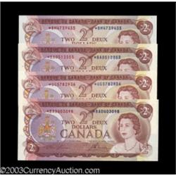 Four BC-47aA $2 1974 Asterisk Replacement Notes.