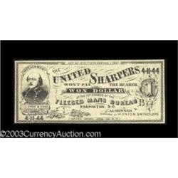 A Rare Political/Satirical NoteIssued circa 1867, this note attacks the Johnson administration, t