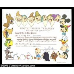 Walt Disney War Bond Certificate