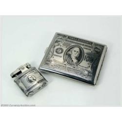 $100 Bill Cigarette Case and Lighter.