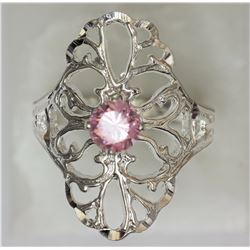 #2-STERLING SILVER PINK CUBIC ZIRCONIA RING