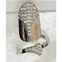 #6-STERLING SILVER CUBIC ZIRCONIA NAIL RING