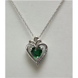 #7-STERLING SILVER SIMULATED EMERALD HEART