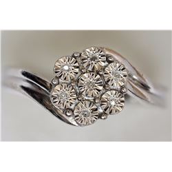 #10-STERLING SILVER 7 DIAMOND RING