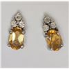 Image 1 : #15-STERLING SILVER CITRINE & DIAMOND EARRINGS