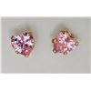Image 1 : #20-14KT YELLOW GOLD PINK CUBIC ZIRCONIA EARRINGS