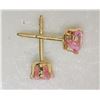 Image 2 : #20-14KT YELLOW GOLD PINK CUBIC ZIRCONIA EARRINGS