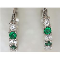 #23-STERLING SILVER SIMULATED EMERALD EARRINGS