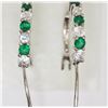 Image 2 : #23-STERLING SILVER SIMULATED EMERALD EARRINGS