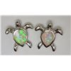 Image 1 : #29-STERLING SILVER CREATED OPAL  TURTLE EARRINGS