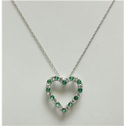 #35-STERLING SILVER SIMULATED EMERALD PENDANT
