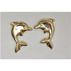 #45-10KT YELLOW GOLD DOLPHIN EARRINGS