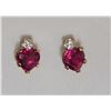 Image 1 : #48-10KT YELLOW GOLD SYNTHETIC RUBY & CUBIC