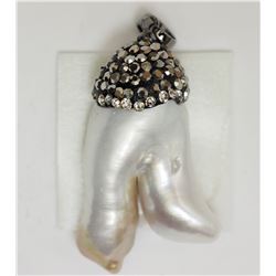 #49-STERLING SILVER FRESHWATER PEARL & CRYSTAL