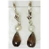 Image 1 : #50-STERLING SILVER SMOKEY QUARTZ (4CT) EARRINGS