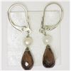Image 2 : #50-STERLING SILVER SMOKEY QUARTZ (4CT) EARRINGS
