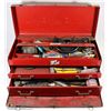 Image 1 : RED METAL TOOLBOX FULL OF TOOLS