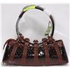 Image 1 : RED METAL RING HANDLE SNAKE SKIN STYLE PURSE