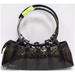 BROWN METAL RING HANDLE SNAKE SKIN STYLE PURSE
