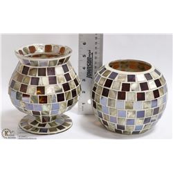 2 MOSAIC TEA  LIGHT MINI VASES
